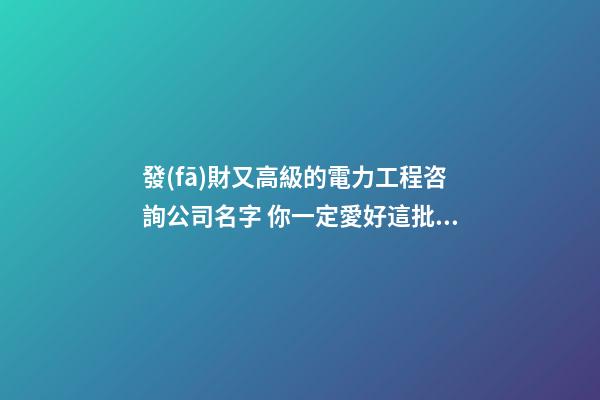 發(fā)財又高級的電力工程咨詢公司名字 你一定愛好這批吉名-第1張-公司起名-玄機(jī)派